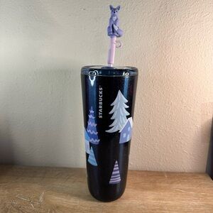 Starbucks 2025 Winter Stainless Tumbler Sip or Straw Lid with Fox topper 24oz